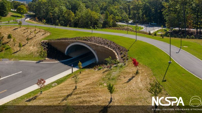 Land Bridge James Madison University buried steel bridge