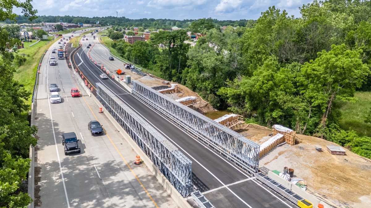 Prefabricated Steel Detour Bridges Minimize Work Zone Impact of Highway Construction in Southern Indiana Acrow