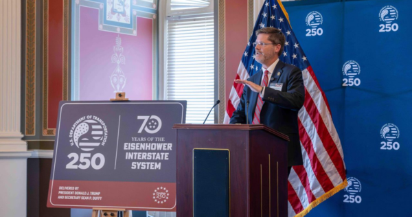Photo: FHWA Administrator Sean McMaster launches the “Reimagining America’s Interstates” initiative, celebrating 70 years of the Eisenhower Interstate System and encouraging collaboration to shape its future.