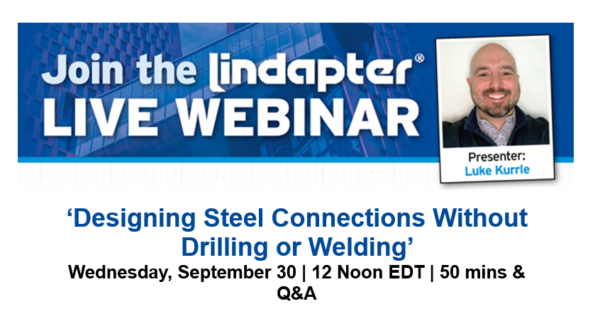 Free Webinar - Designing Steel Connections Without Drilling or Welding (Sept. 30)