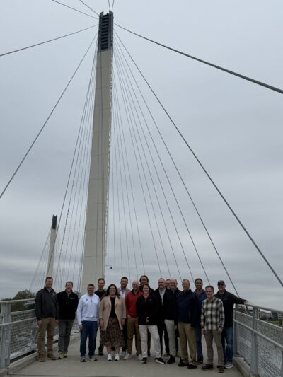 SSSBA meeting attendees visit the Bob Kerrey Pedestrian Bridge, which connects Omaha, Nebraska, and Council Bluffs, Iowa, following a presentation by the City of Omaha.
