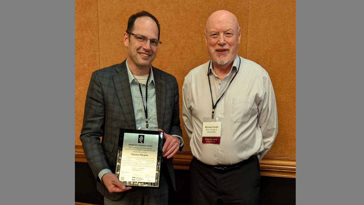 Thomas P. Murphy, Ph.D., P.E., S.E., senior vice president and chief technical officer of Modjeski and Masters, as the recipient of the 2026 Richard S. Fountain Award.